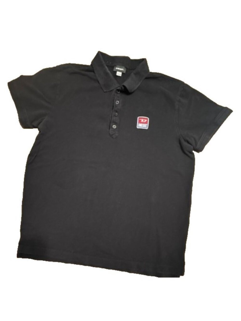 DIESEL Men's Black T-Kal-Patch Logo Short Sleeve Polo Shirt XL streetwear